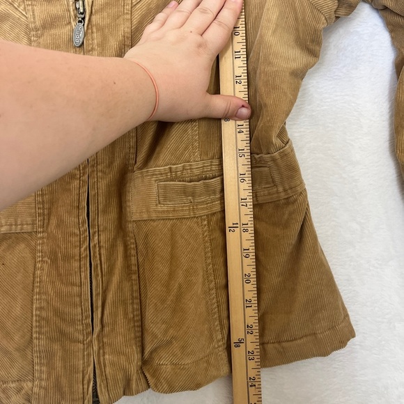 Mudd Y2K Tan Corduroy Zip Up Collared Jacket Academia sz XL Preppy Gilmore Girls - Picture 6 of 13